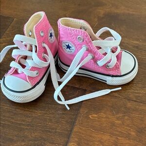 Converse Baby Pink High-Tops with White Laces Size 2